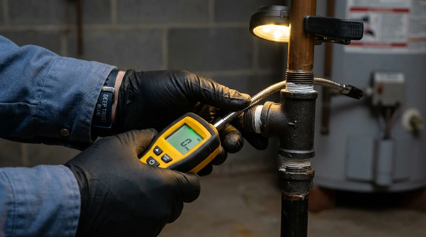 Gas leak detection with electronic sniffer by Johns Plumbing LLC in Blaine
