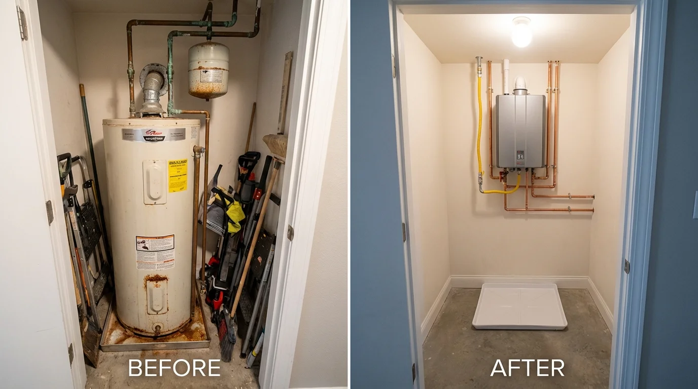 Tank water heater versus wall-mounted tankless unit comparison for Blaine, WA homeowners