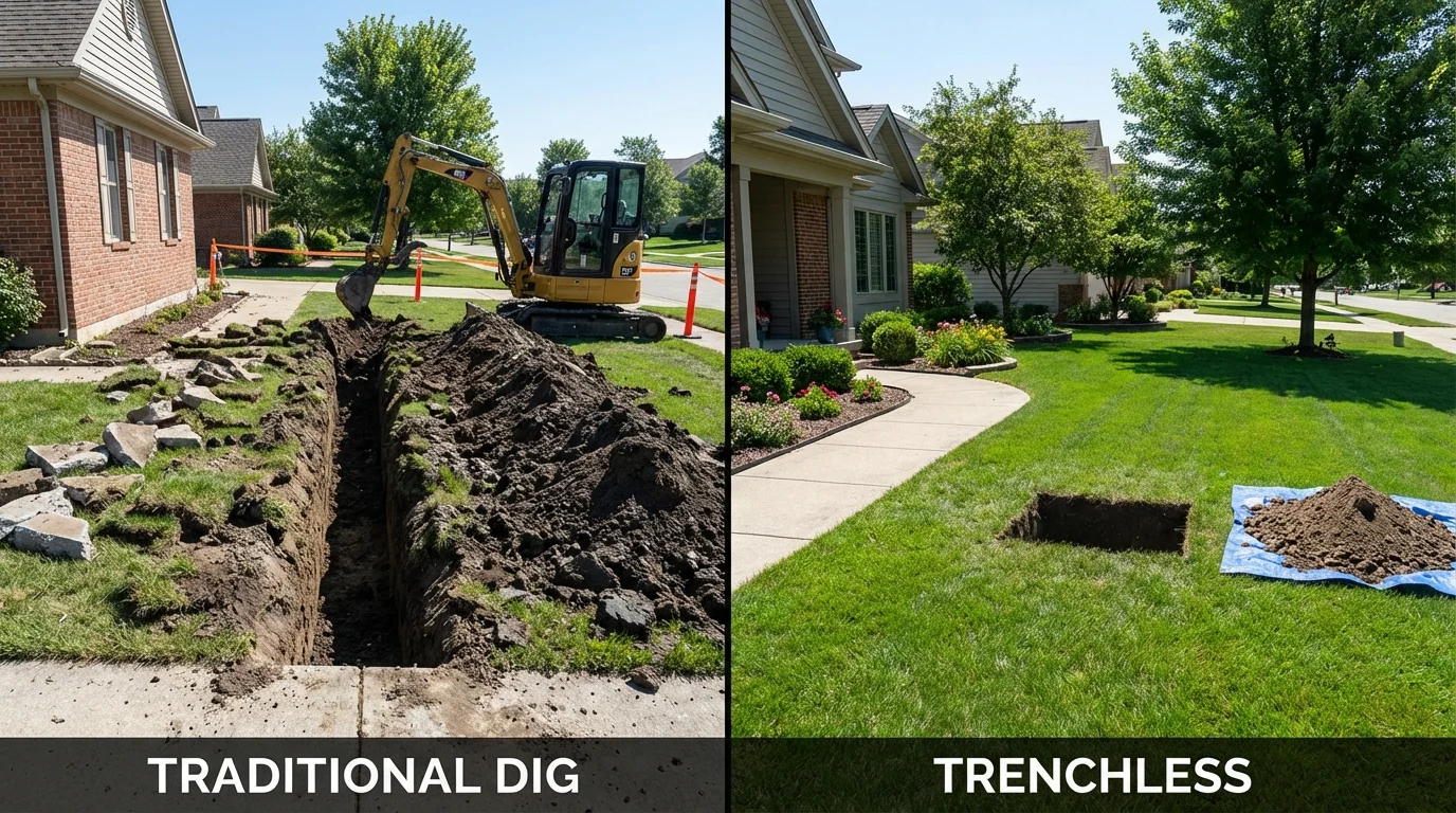 Trenchless sewer repair with minimal yard damage versus traditional excavation in Blaine, WA